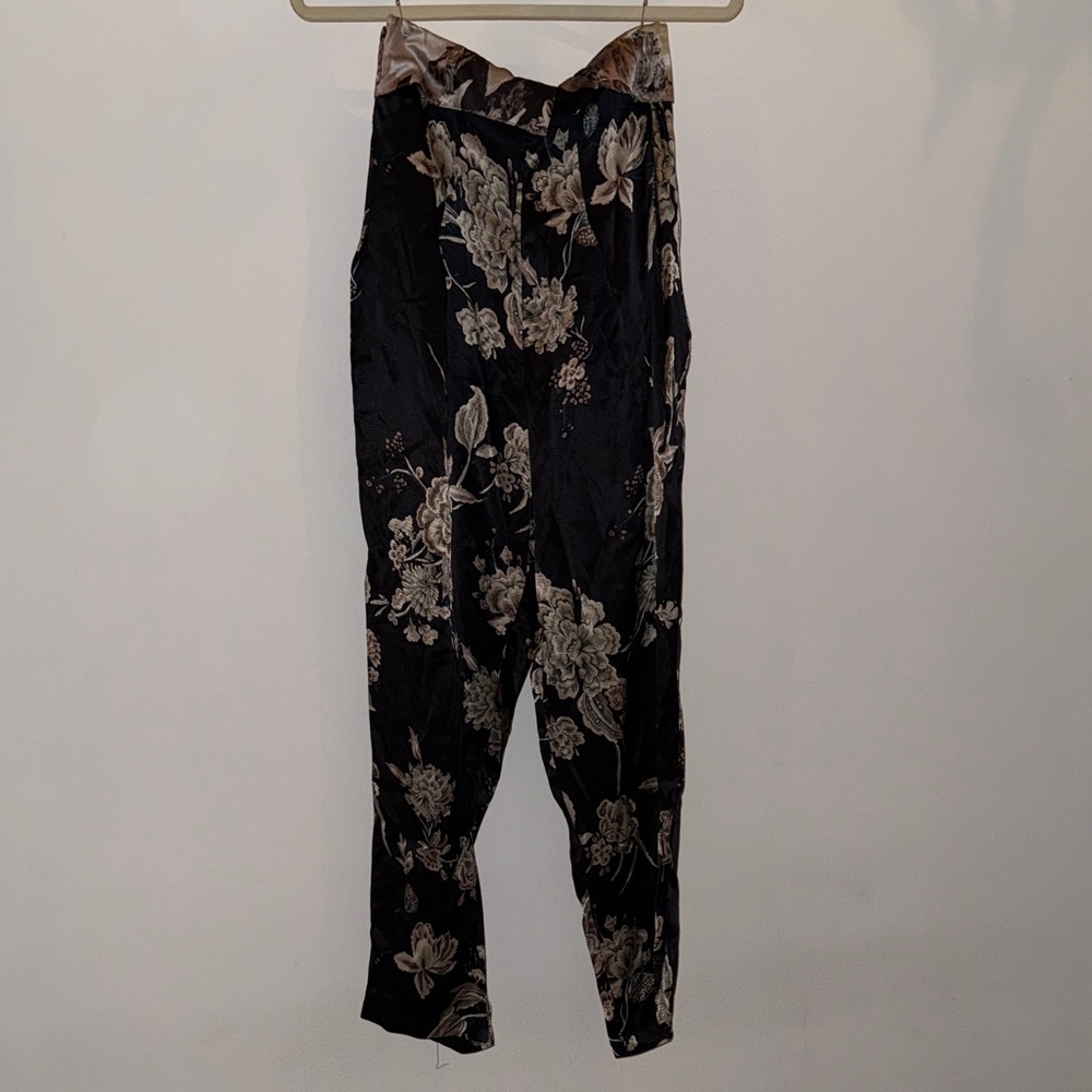 Etro Black Floral Satin Jumpsuit